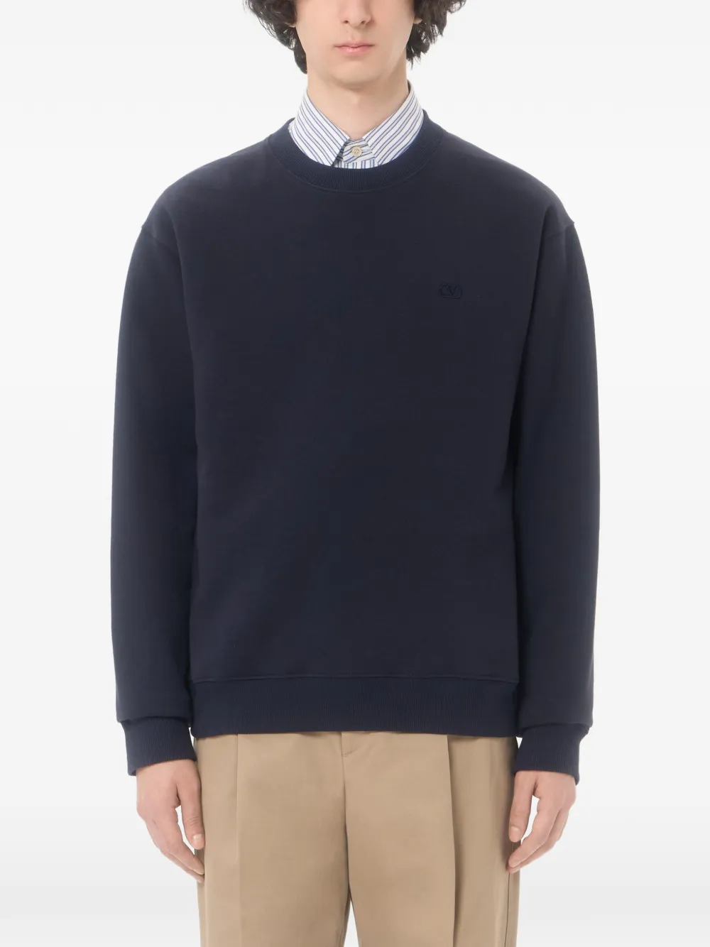 Valentino Garavani Katoenen sweater met VLogo-borduurwerk Blauw