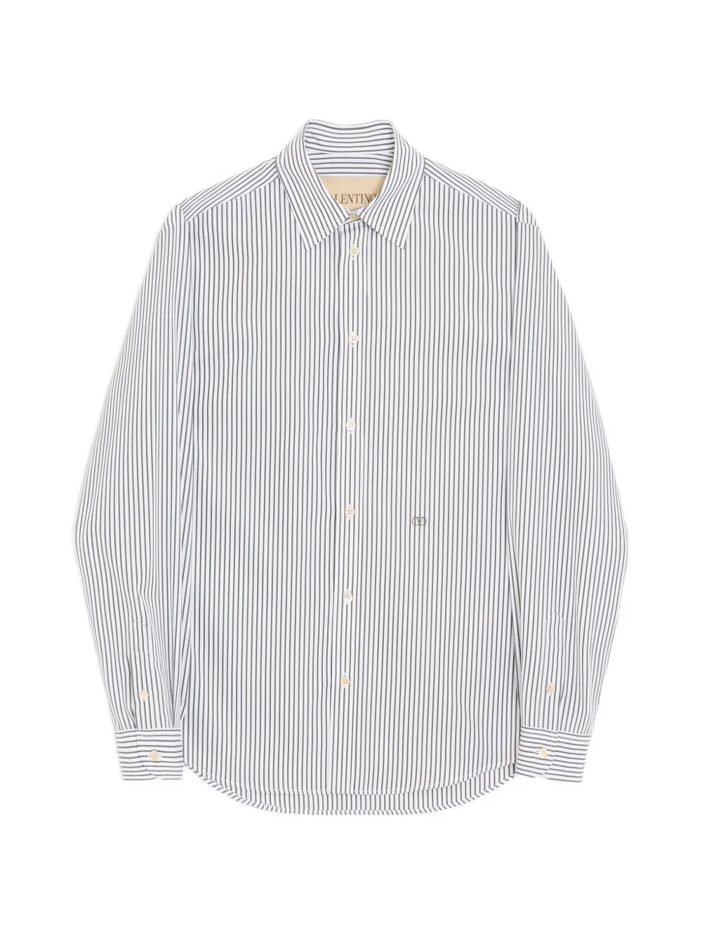 Valentino Garavani cotton poplin shirt with striped VLogo embroidery - White