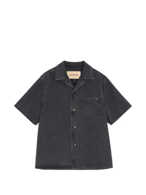Valentino Garavani denim bowling shirt with VGold