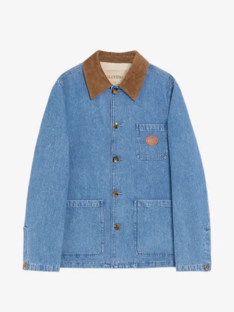 Valentino Garavani denim shirt jacket with VLogo patch
