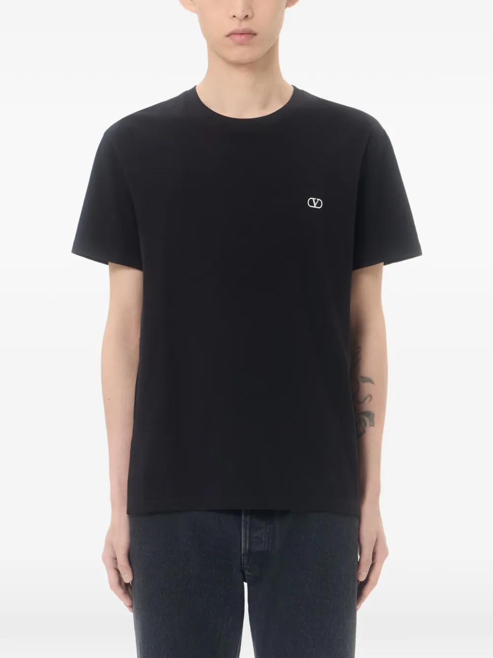 Valentino Garavani Katoenen T-shirt met VLogo-borduurwerk Zwart