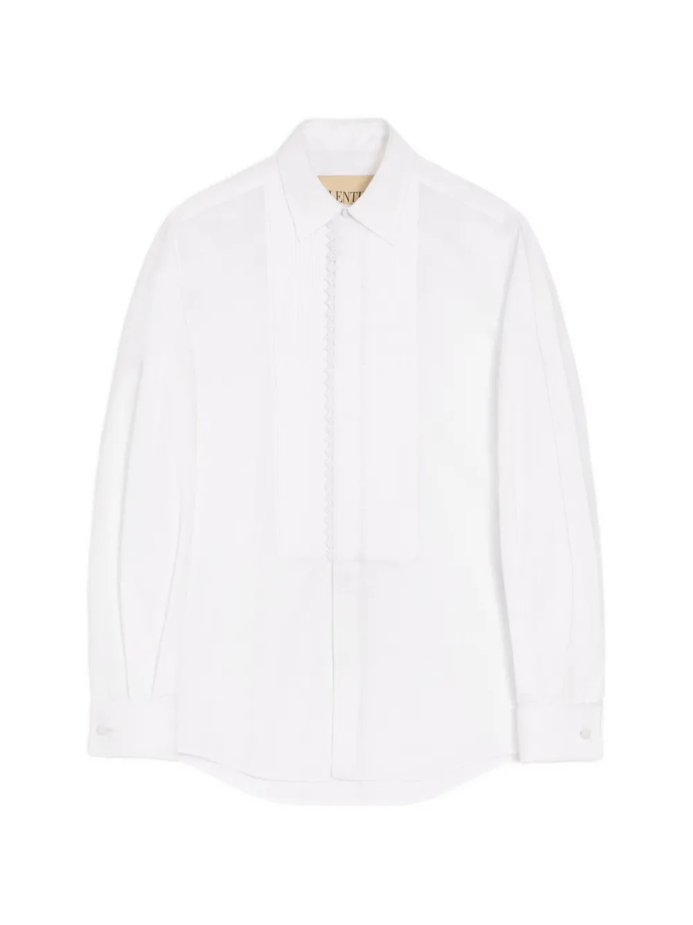 Valentino Garavani Popeline-Hemd mit plissiertem Plastron und Spitzendetails - Weiß