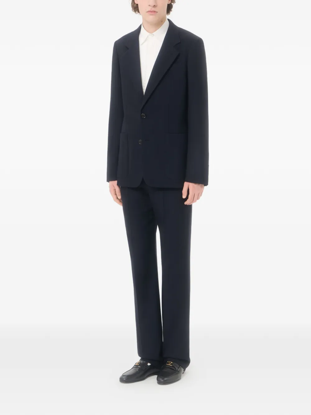  Valentino Garavani Camicia In Popeline Di Cotone Con Plastron Plissettato E Dettagli In Pizzo - Bianco 
