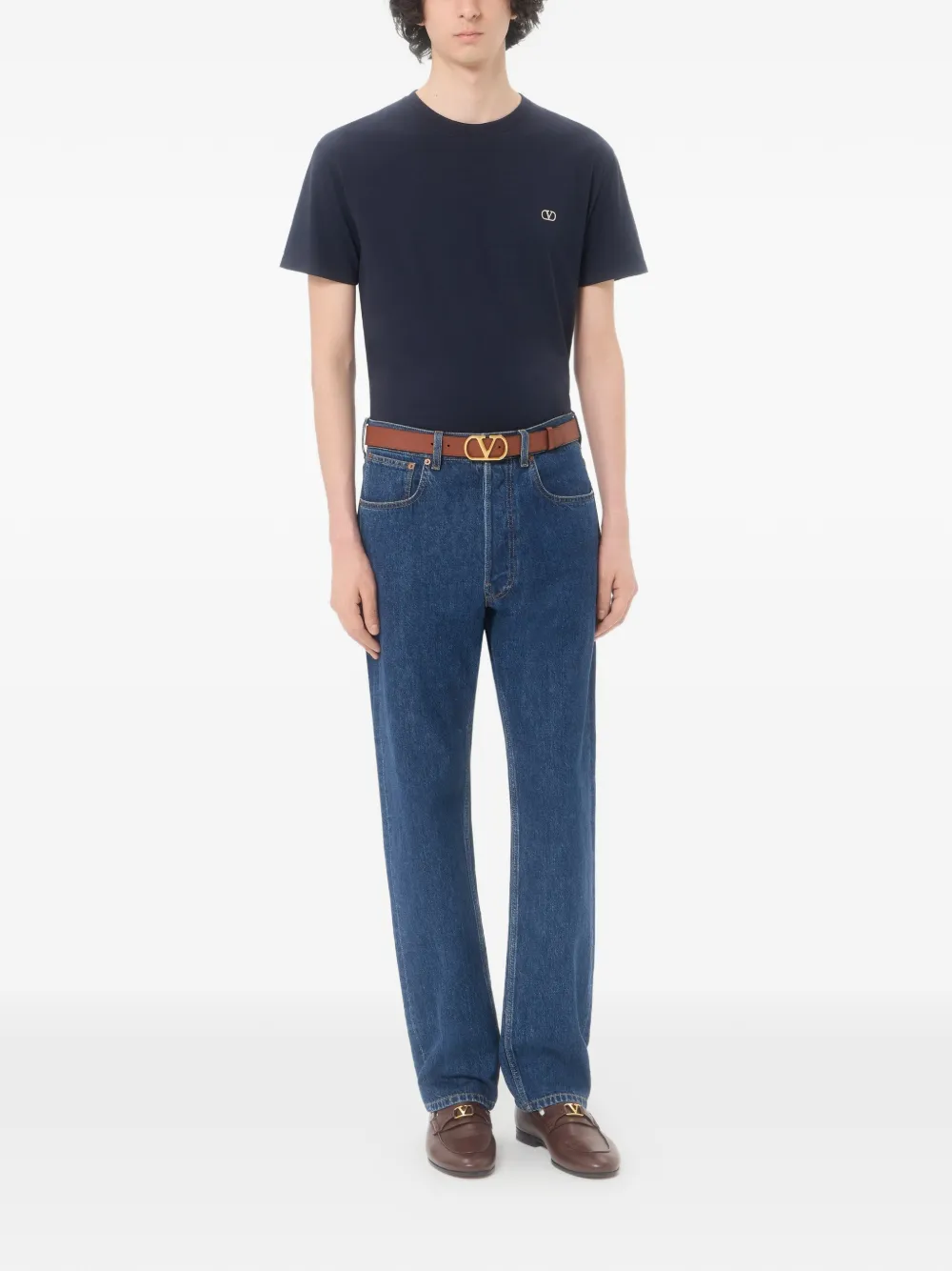 Valentino Garavani Katoenen T-shirt met VLogo-borduurwerk Blauw