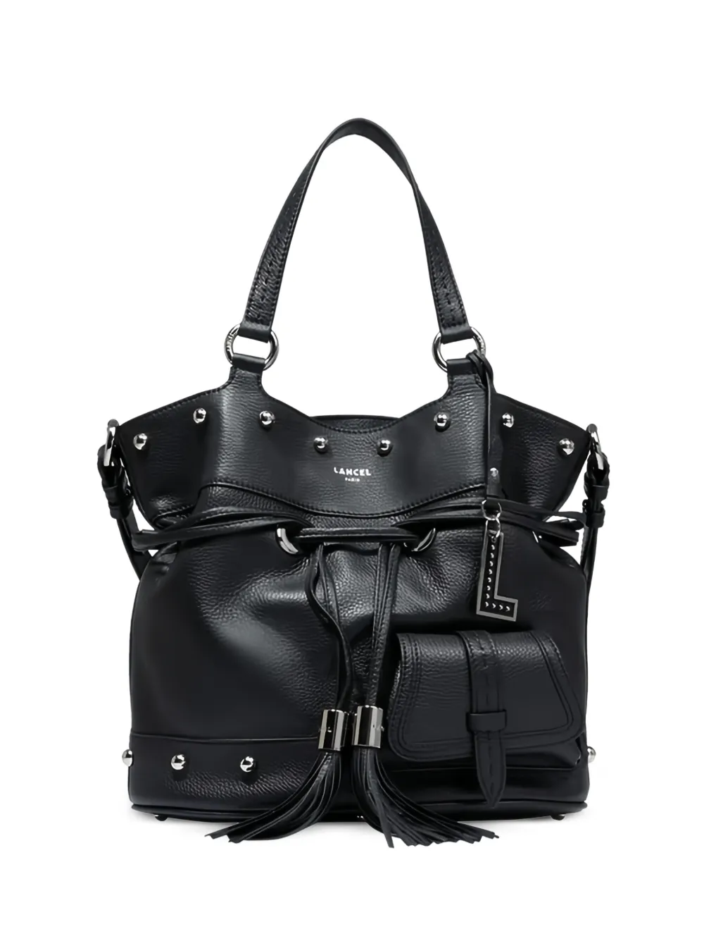 Lancel stud-embellished leather bucket bag - Schwarz