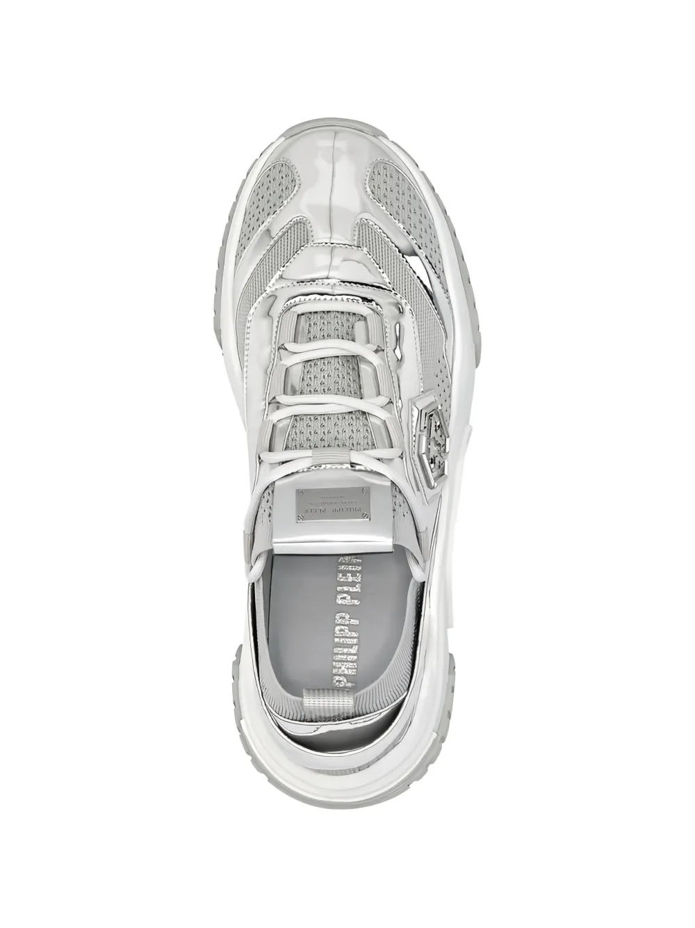 Philipp Plein Predator sneakers met plakkaat Zilver
