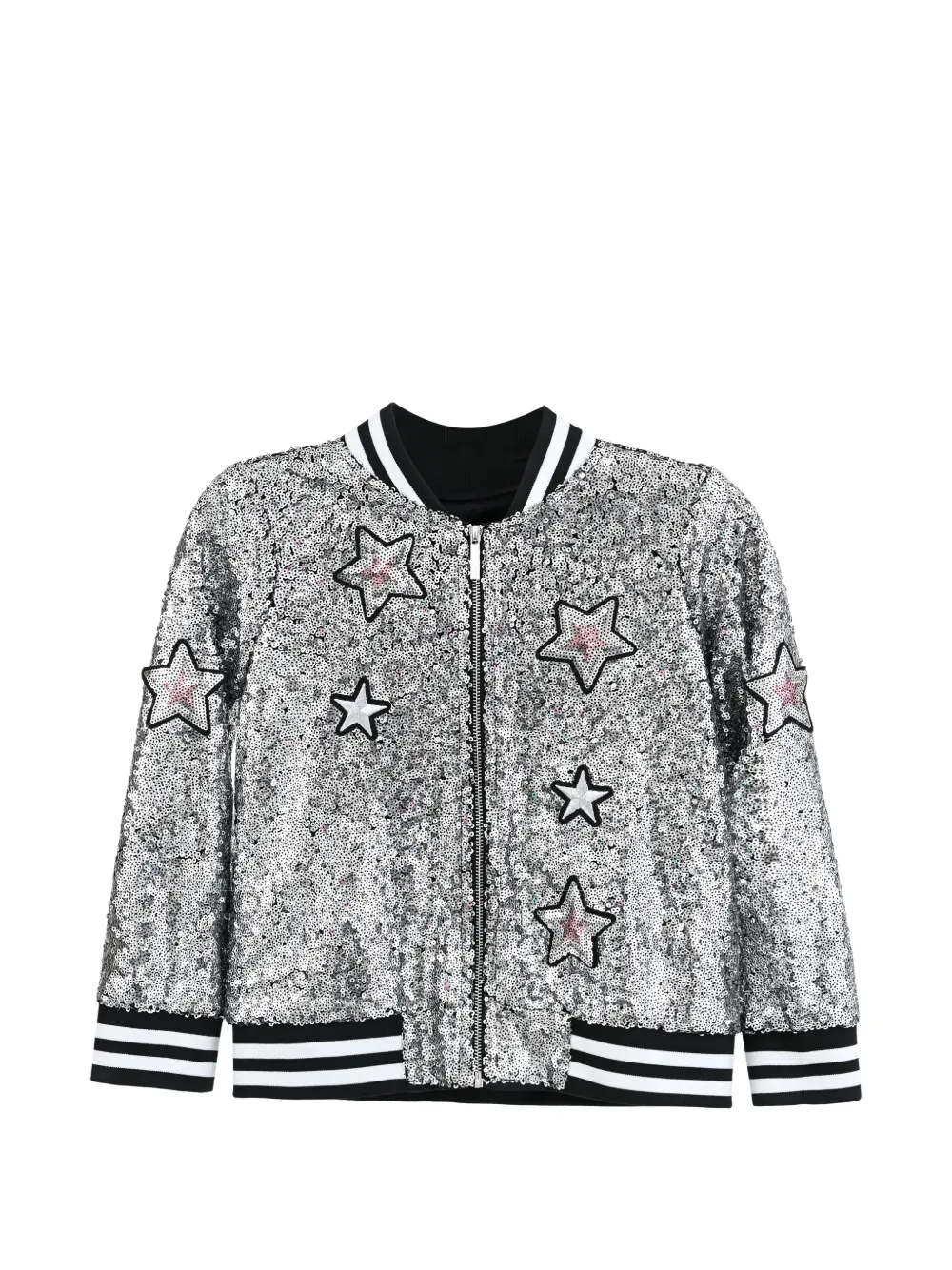 Mimi Tutu sequin star bomber jacket - Argento