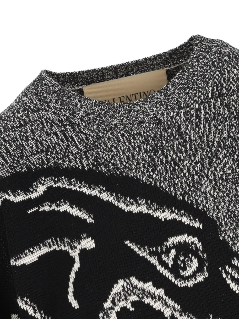 Valentino Garavani Trui van katoen en mouliné wol met panter jacquard Grijs