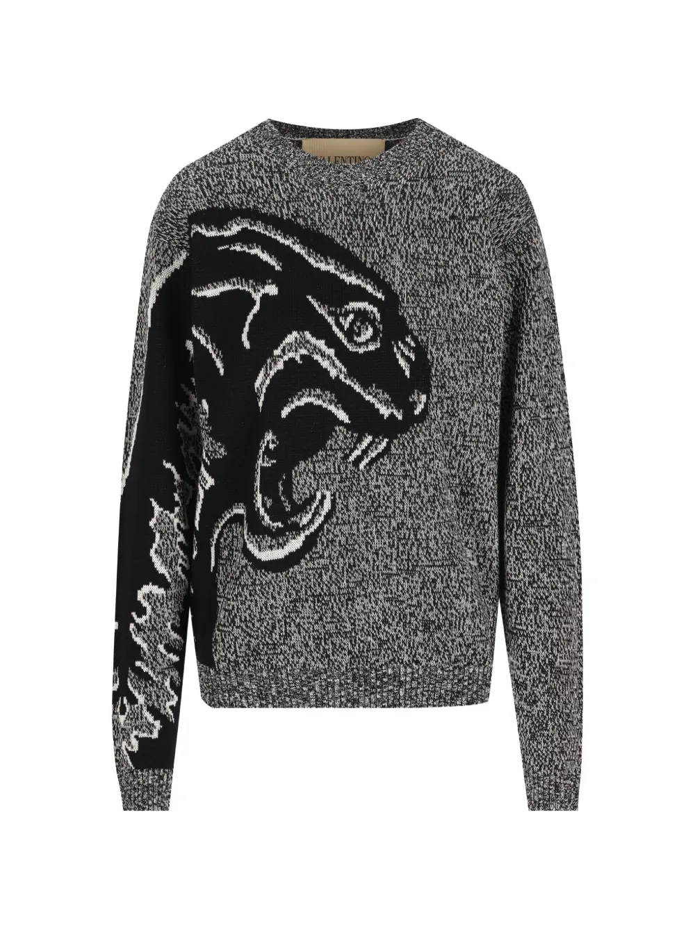 Valentino Garavani Trui van katoen en mouliné wol met panter jacquard Grijs