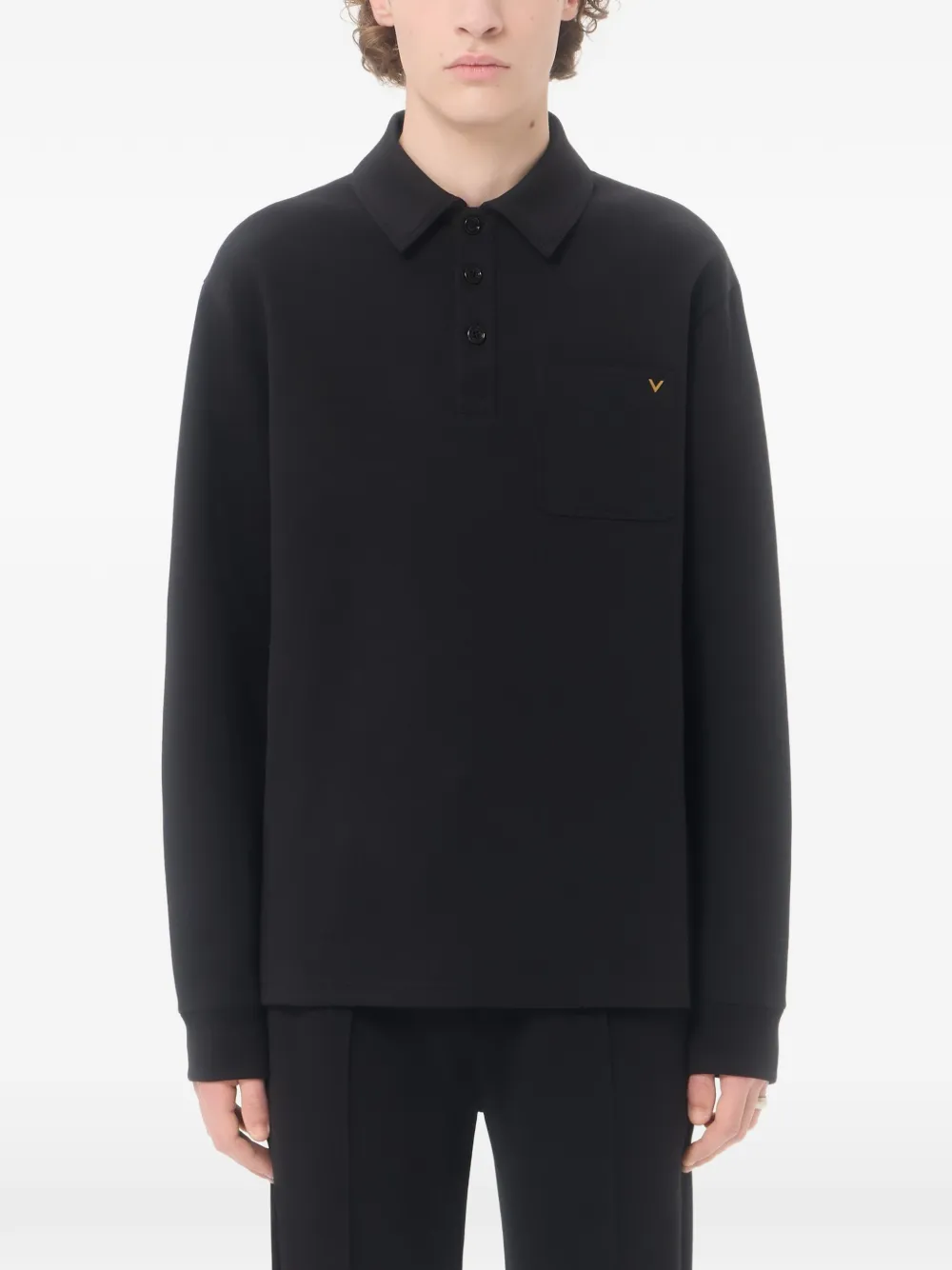 Valentino Garavani Katoenen poloshirt met VGold Zwart