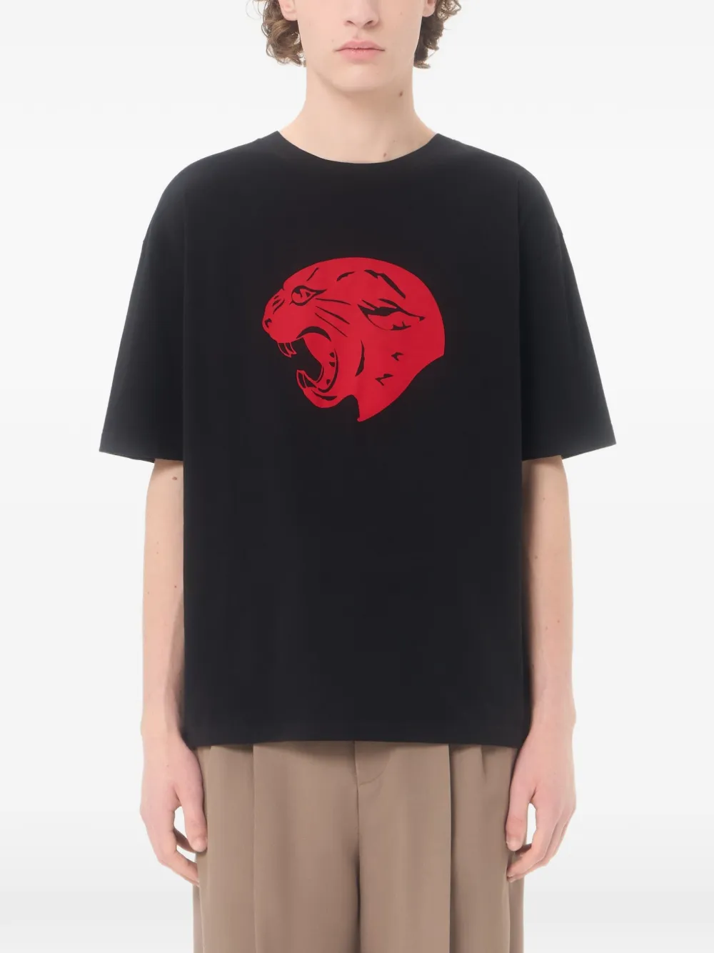 Valentino Garavani Katoenen T-shirt met panter-print Zwart