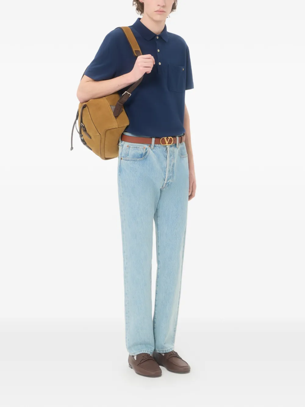 Valentino Garavani Katoenen piqué poloshirt met VGold Blauw