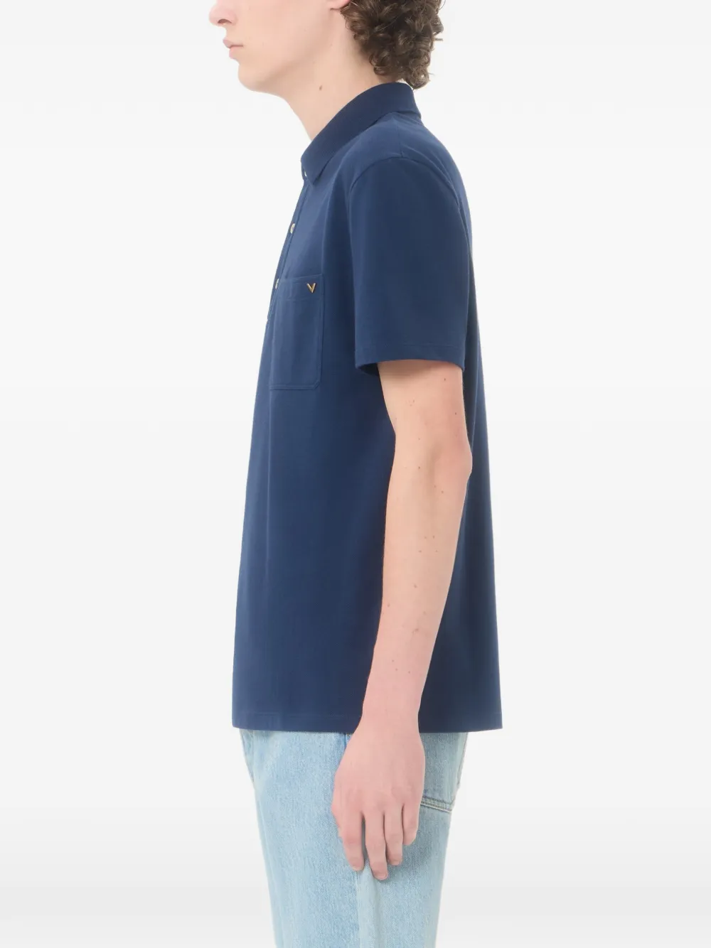 Valentino Garavani Katoenen piqué poloshirt met VGold Blauw
