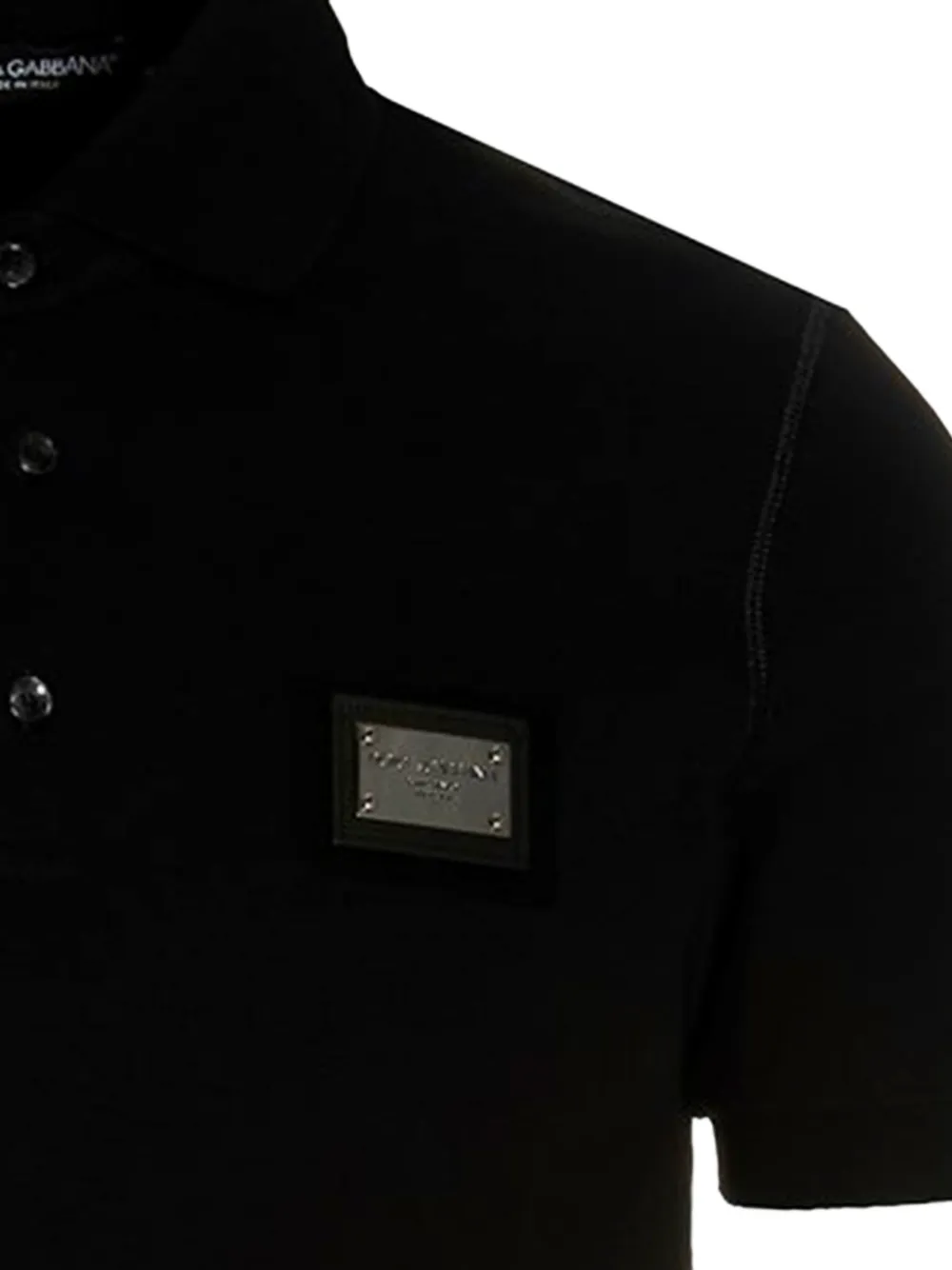  Dolce & Gabbana Logo-plaque Polo Shirt - Black 