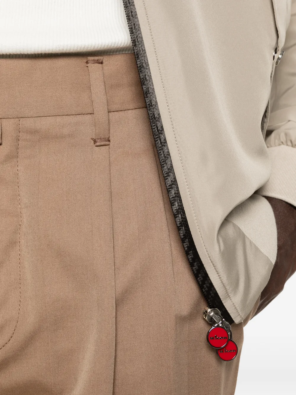Kiton Bomberjack met rits Beige