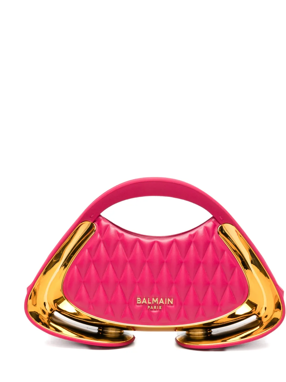Balmain quilted metallic-trim clutch bag - Rosa