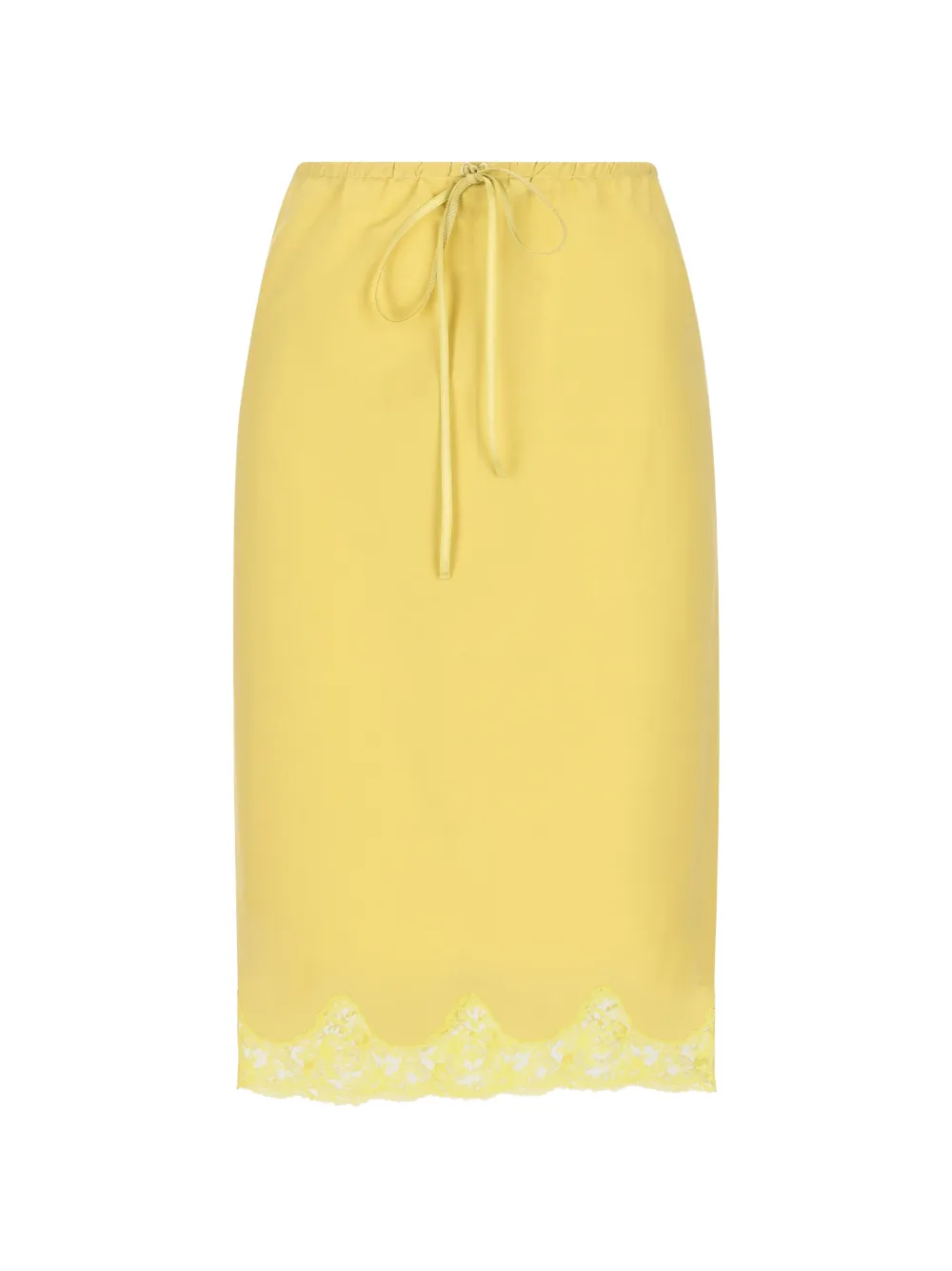 Saint Laurent lace-trim drawstring midi skirt - Yellow