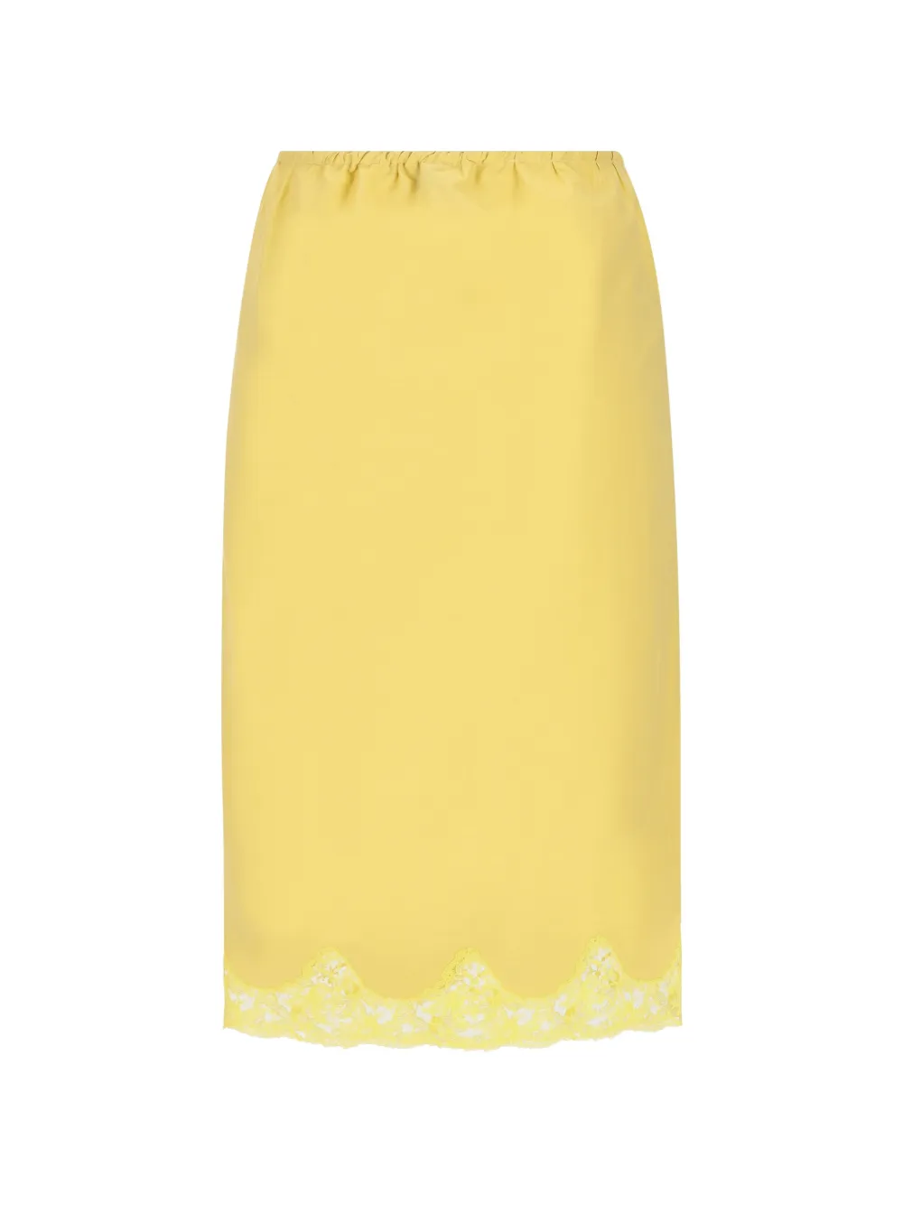 Saint Laurent Midi-rok met trekkoord en kanten afwerking Geel