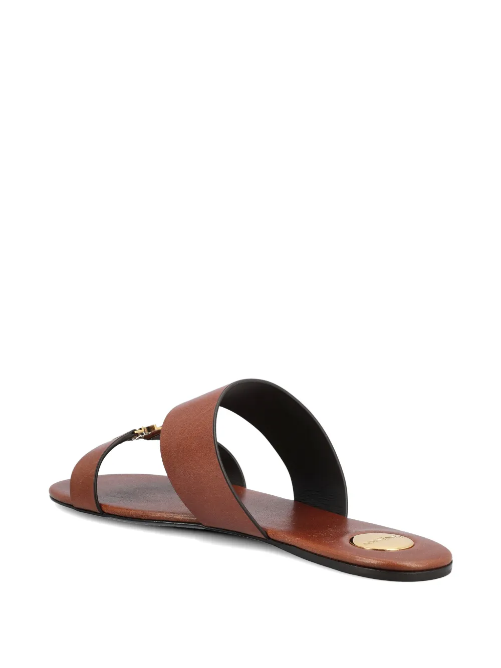 Saint Laurent Babylone double-strap logo-detail calfskin sandals Bruin