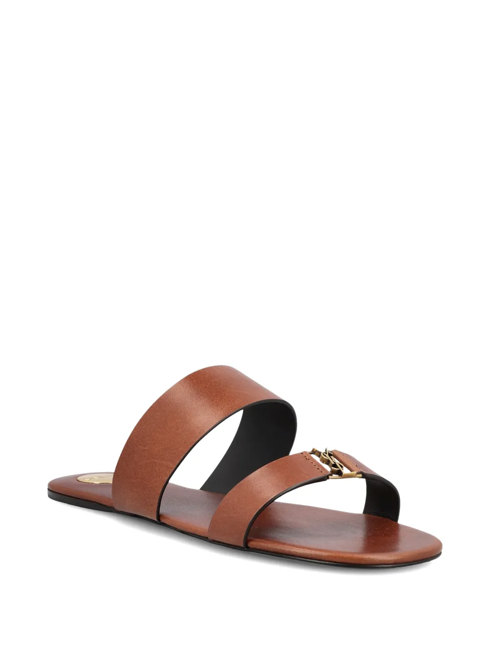 Saint Laurent Babylone double-strap logo-detail calfskin sandals Bruin