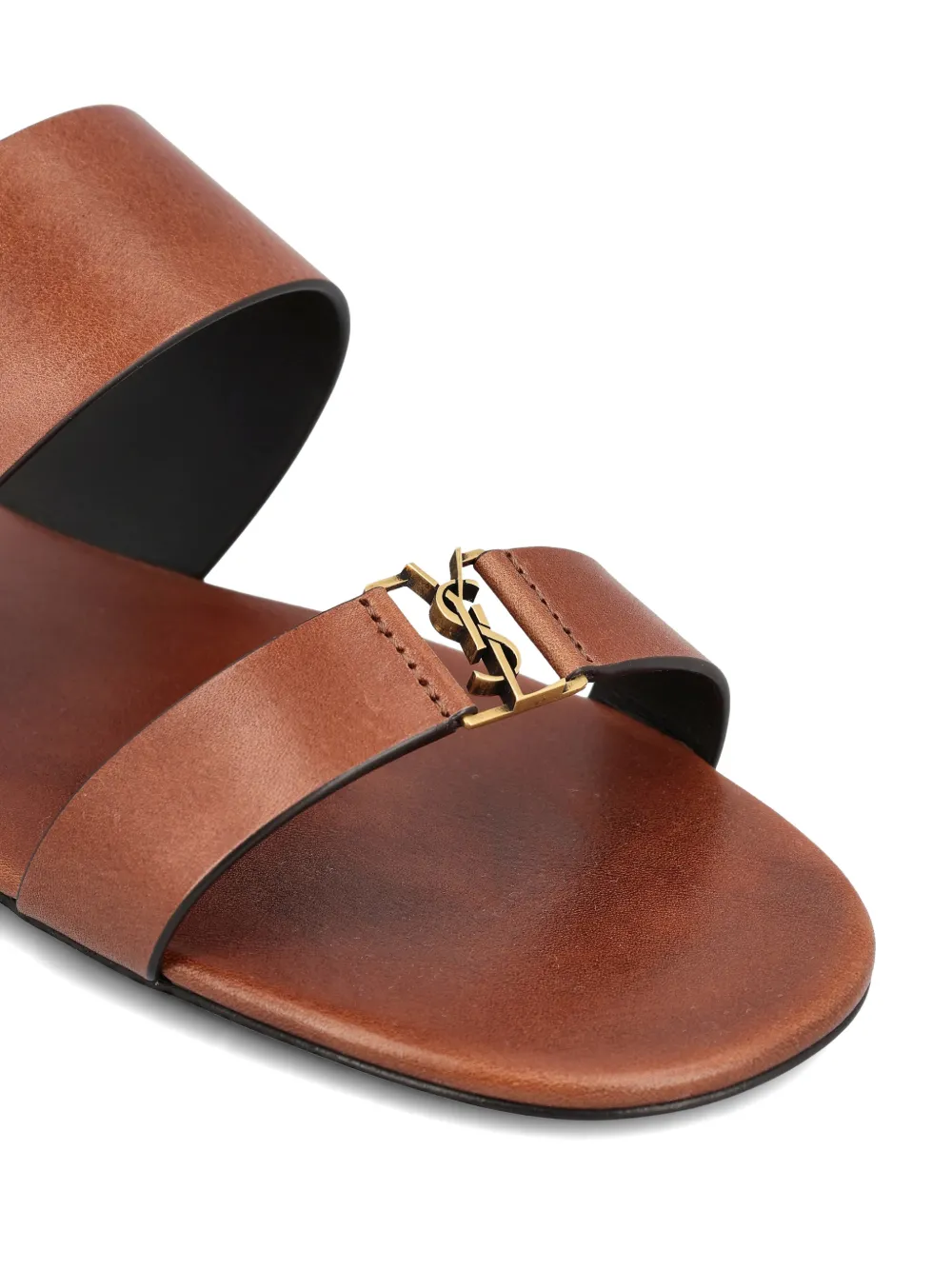 Saint Laurent Babylone double-strap logo-detail calfskin sandals Bruin
