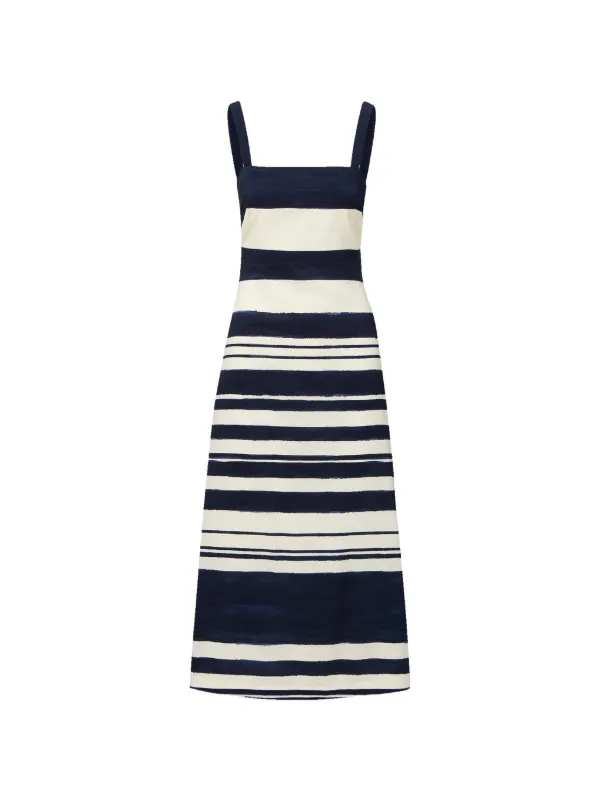 Veronica Beard Ella Striped Midi Dress in Blue