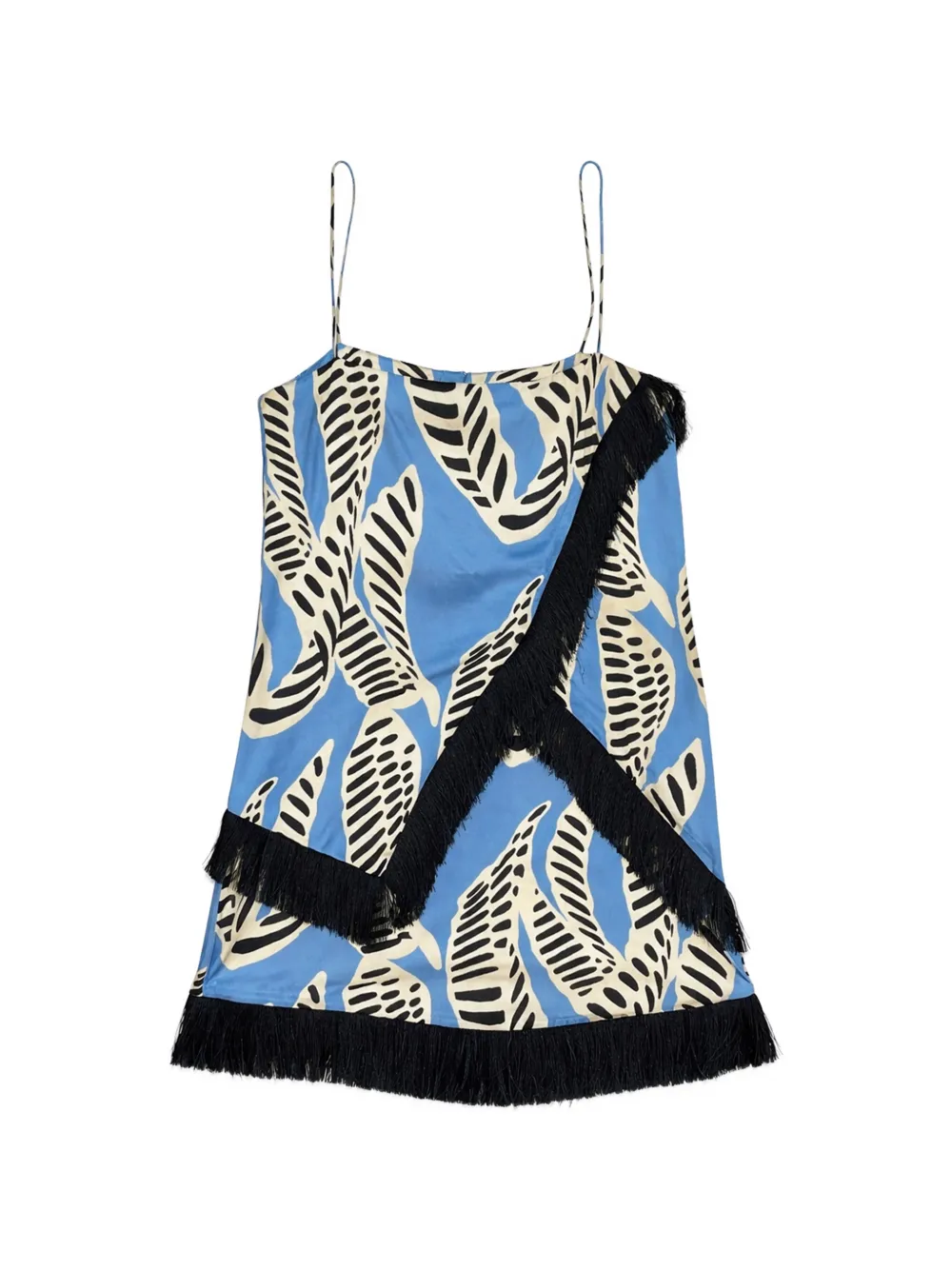 Alexis print fringe mini dress - Blu