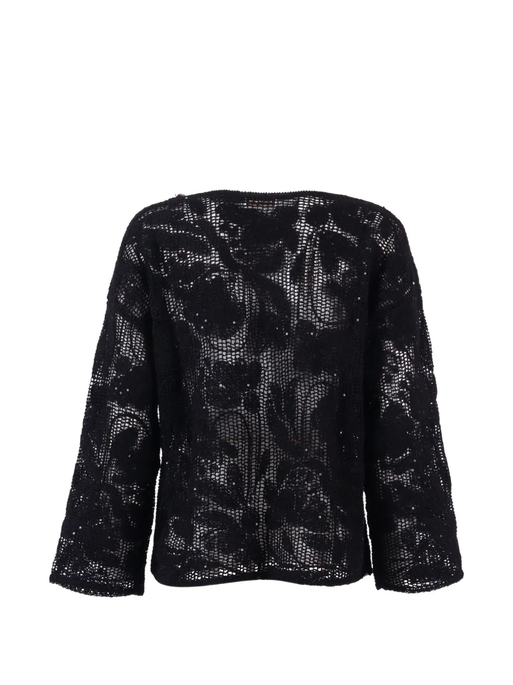 Kangra Cornely top met pailletten en borduurwerk Zwart