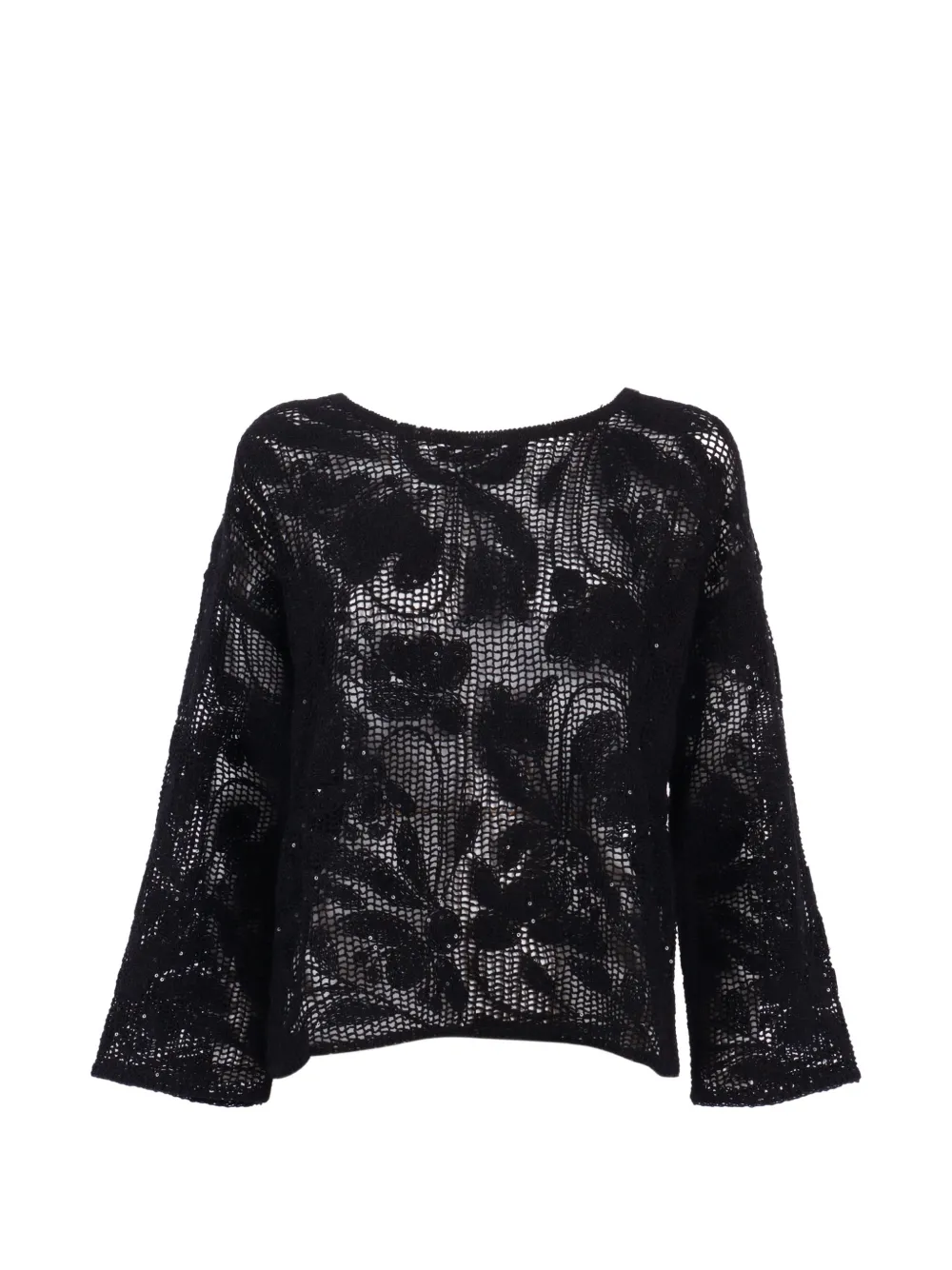 Kangra cornely embroidery sequin top - Nero