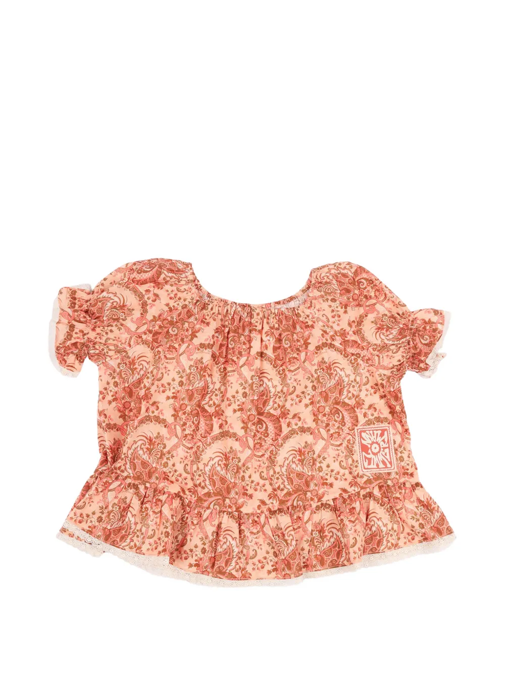 ZIMMERMANN Kids Aster frill-sleeve top - Rosa