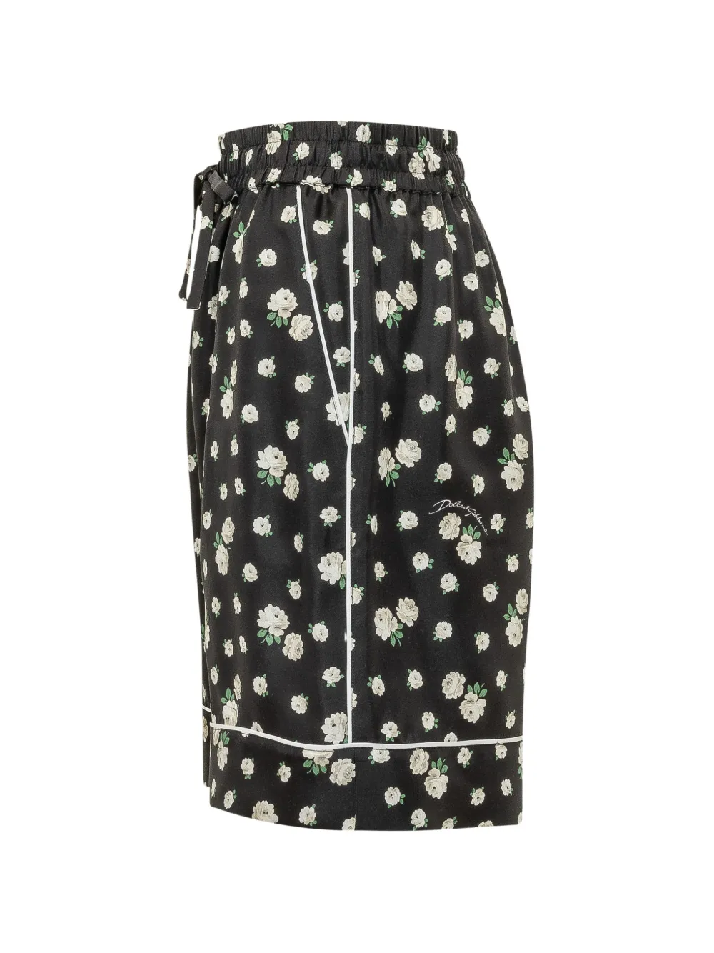 Dolce & Gabbana フローラル シルクショートパンツ | ブラック