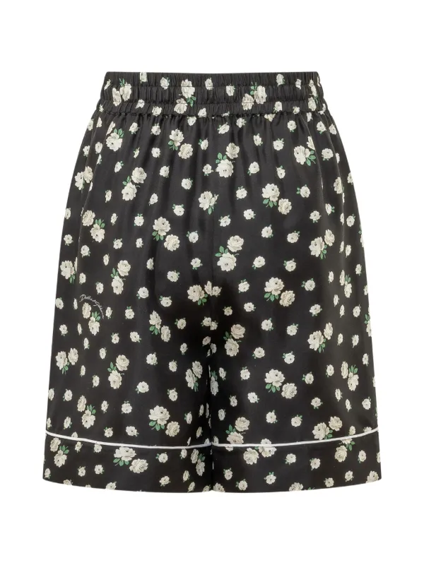 Dolce & Gabbana フローラル シルクショートパンツ | ブラック