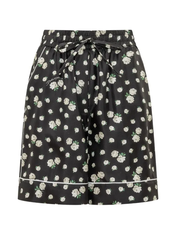 Dolce & Gabbana フローラル シルクショートパンツ | ブラック