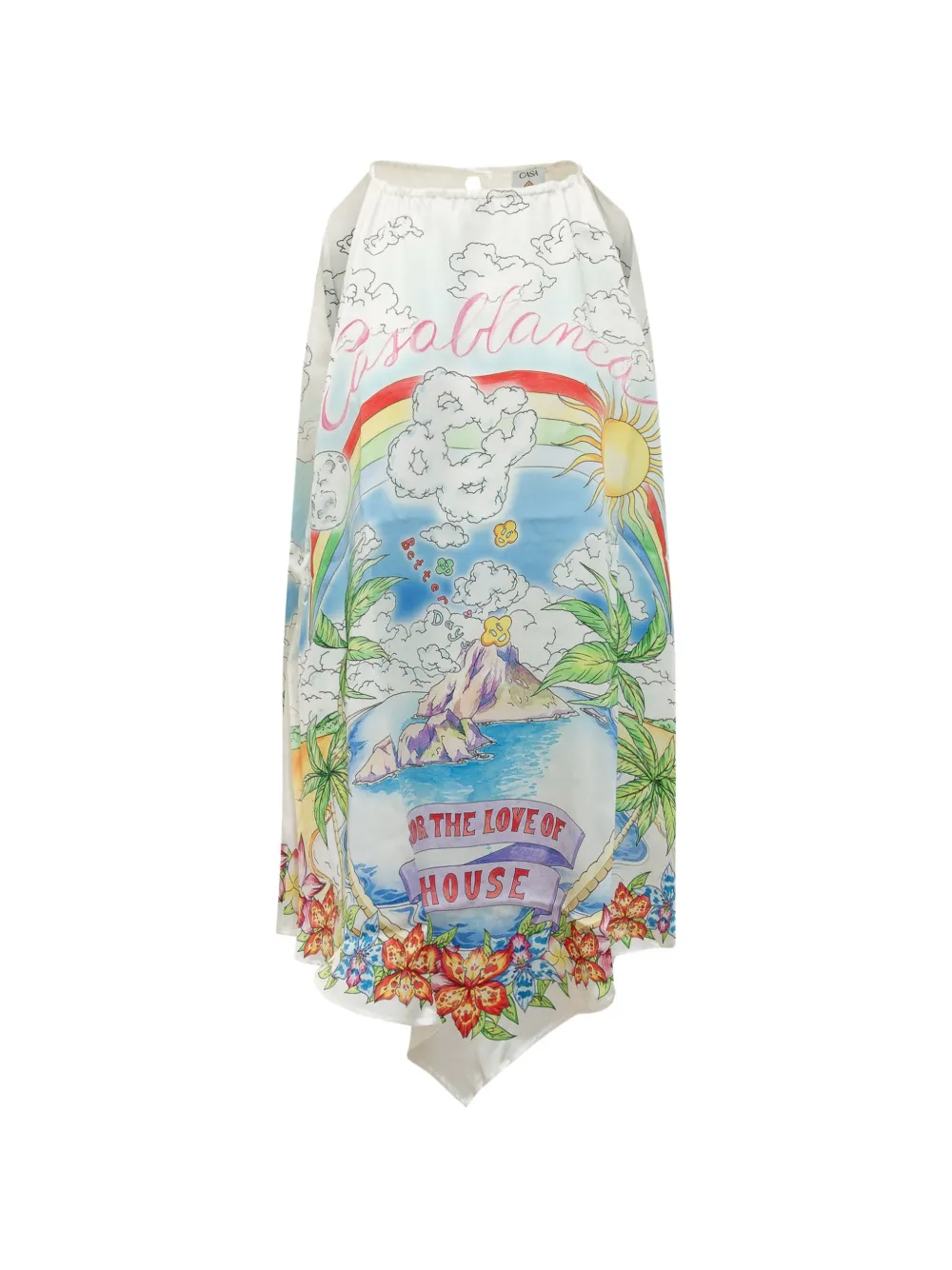 Casablanca graphic-print halterneck dress - Bianco