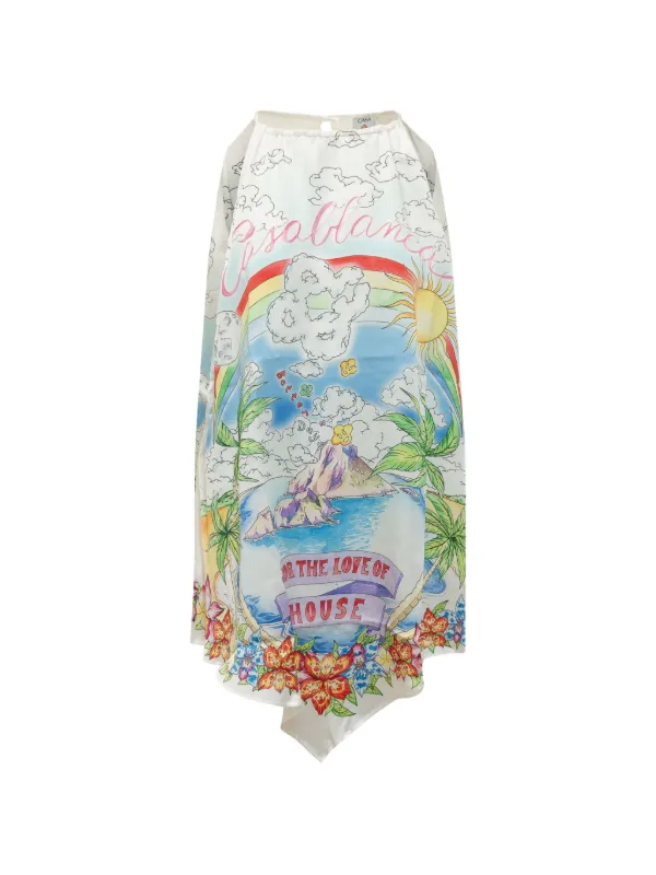 Casablanca Graphic-print Halterneck Dress in White
