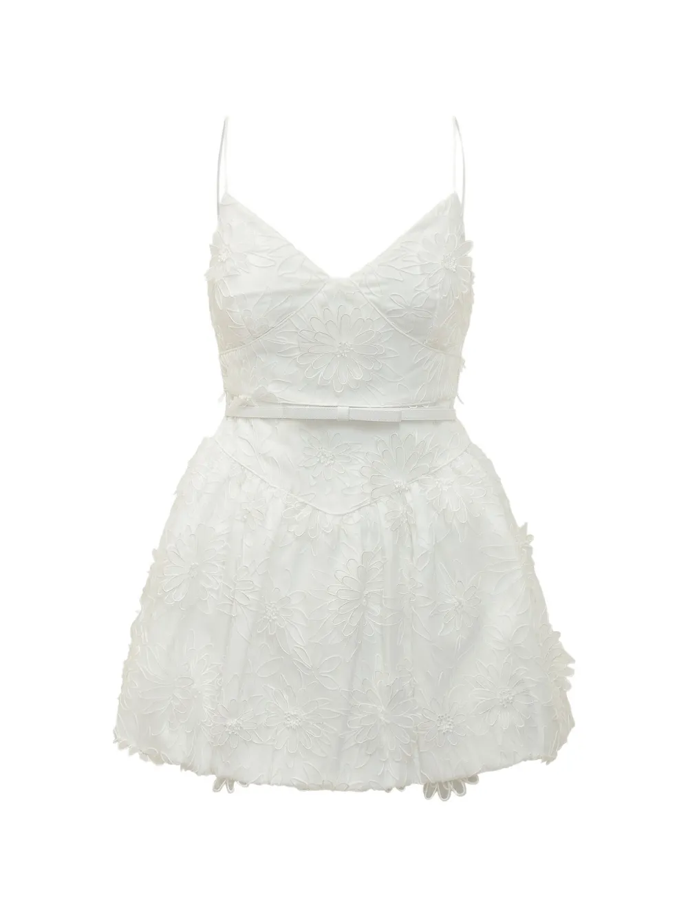 Self-Portrait floral applique mini dress - Bianco