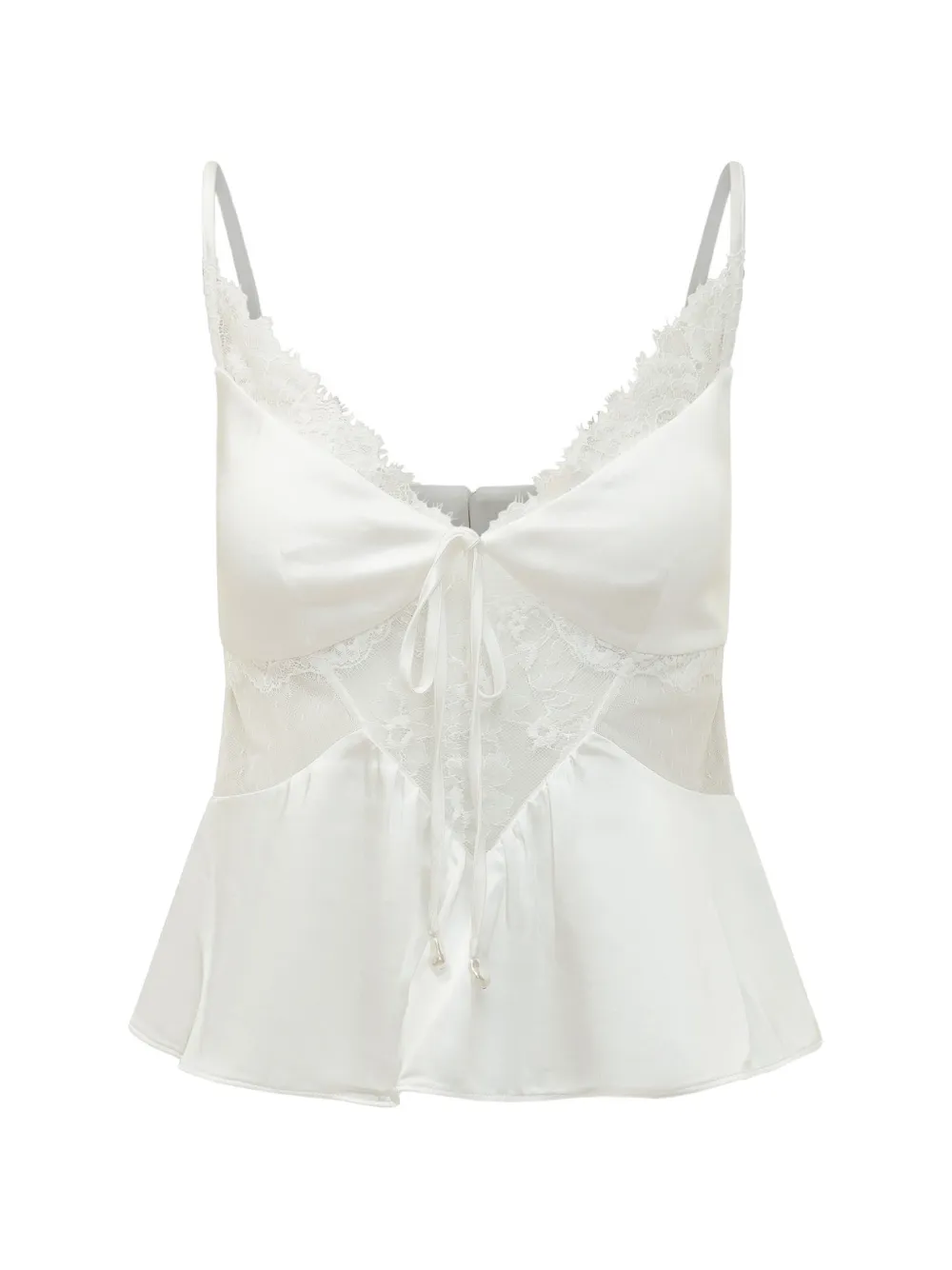 Self-Portrait satin lace top - Bianco