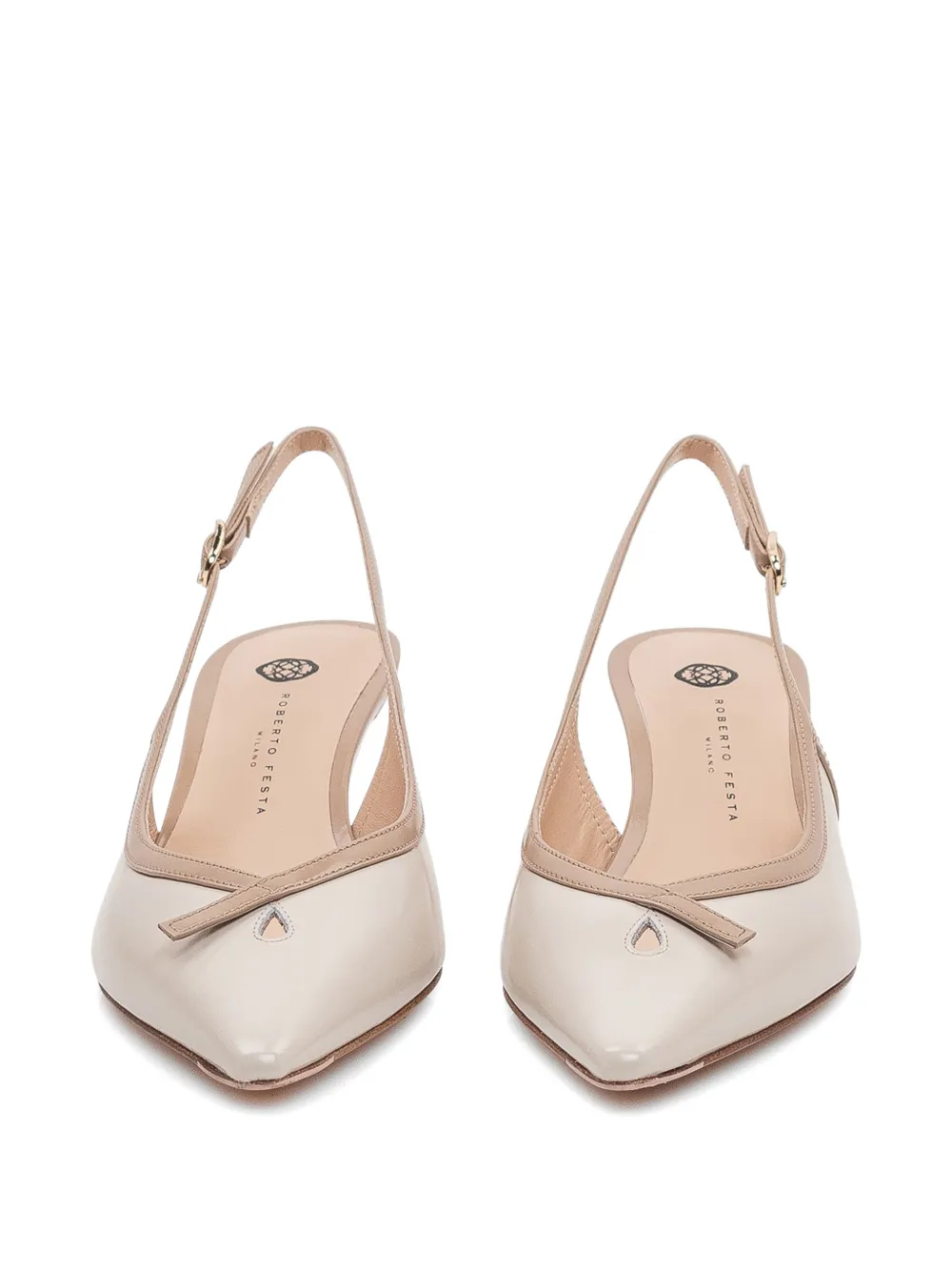 Roberto Festa Slingback pumps met puntige neus Beige