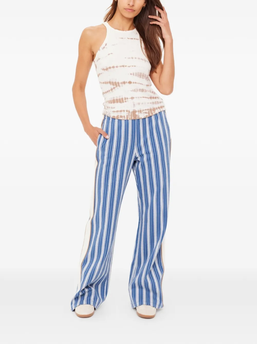 The Upside Ayla Asher geribbelde tanktop met tie-dye print Beige