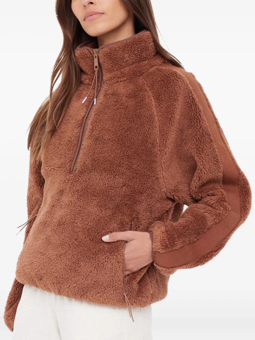 The Upside Harlow fleece sweater met halve rits Bruin