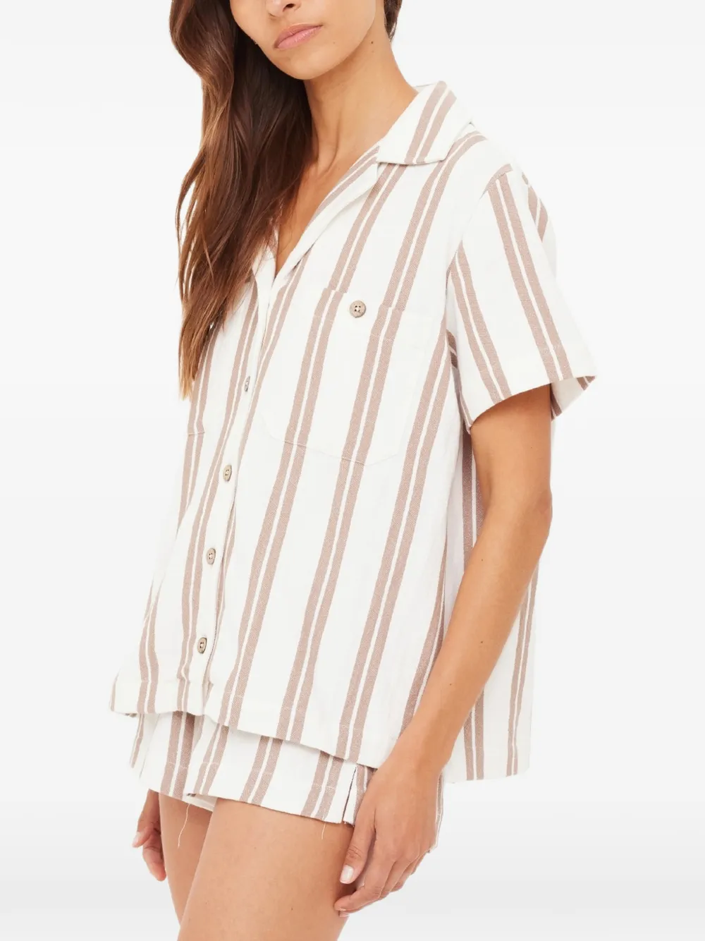  The Upside Camisa Baja Katia A Rayas - Blanco 