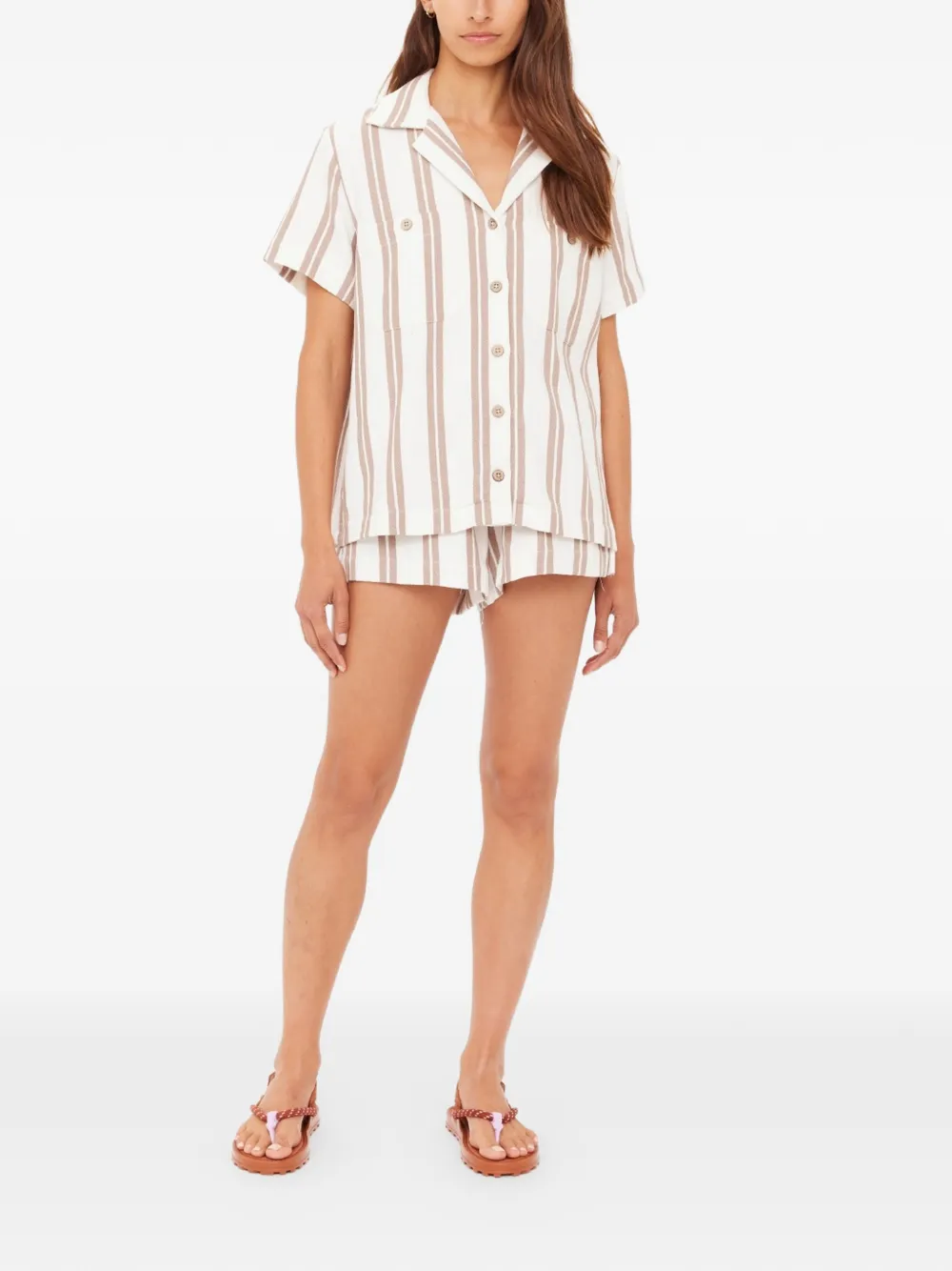  The Upside Camisa Baja Katia A Rayas - Blanco 