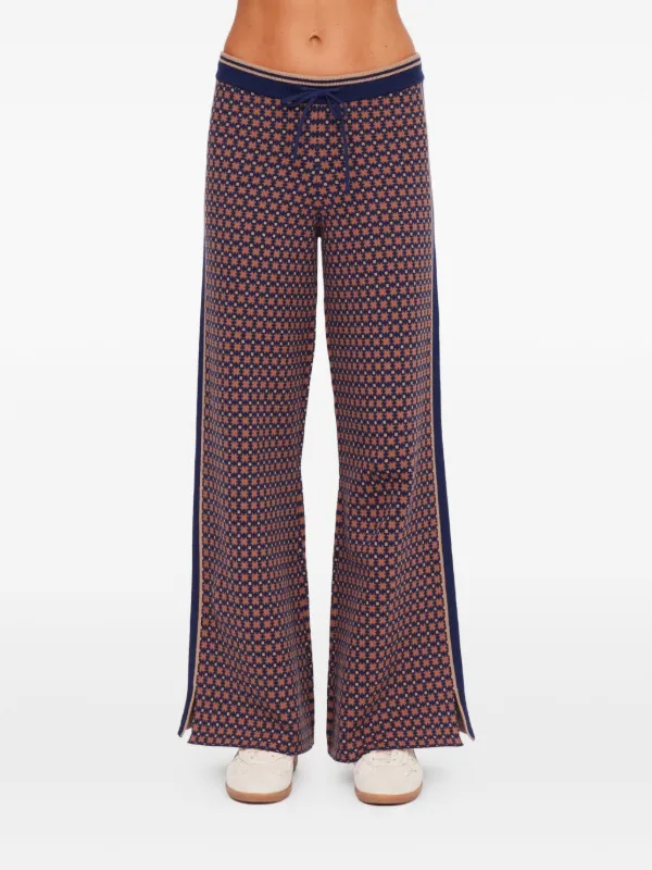 The Upside Lumiere Juniper Geometric-pattern Track Pants in Blue
