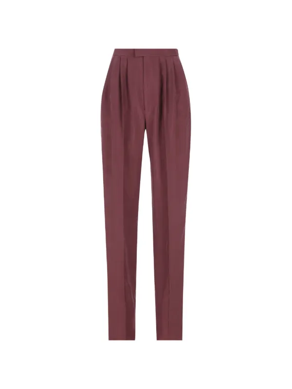 Saint Laurent Trousers in Silk Habotai in Pink