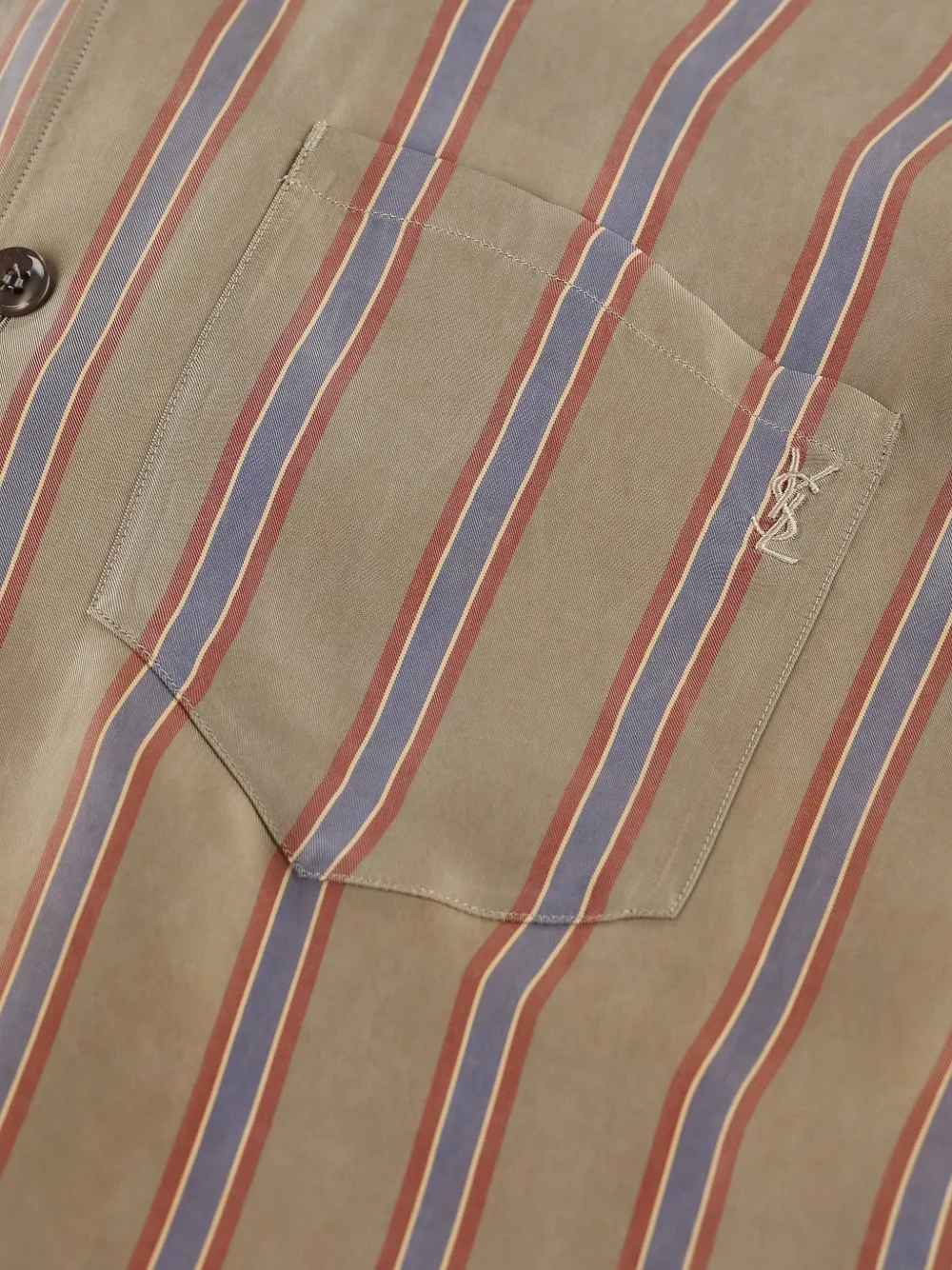  Saint Laurent Striped-pattern Chest-pocket Shirt - Neutrals 