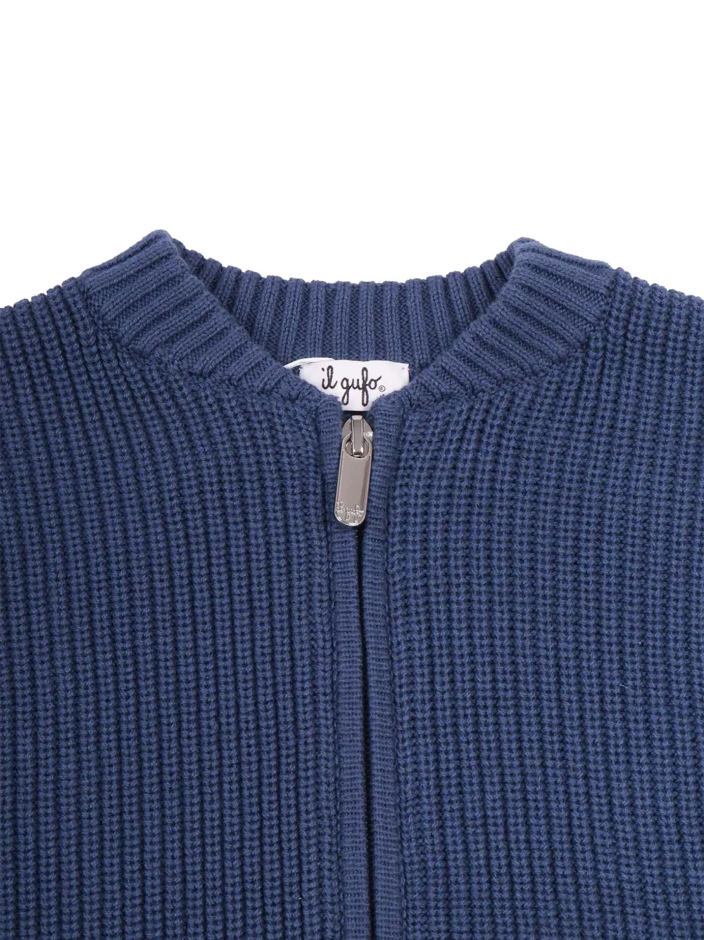Il Gufo Geribbelde trui met rits Blauw