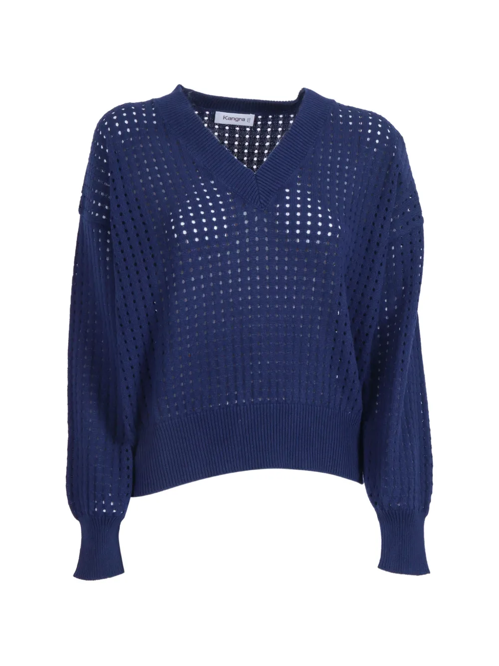 Kangra open-knit V-neck jumper - Blu