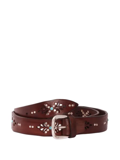 ALBERTO LUTI laser-cut studded leather belt