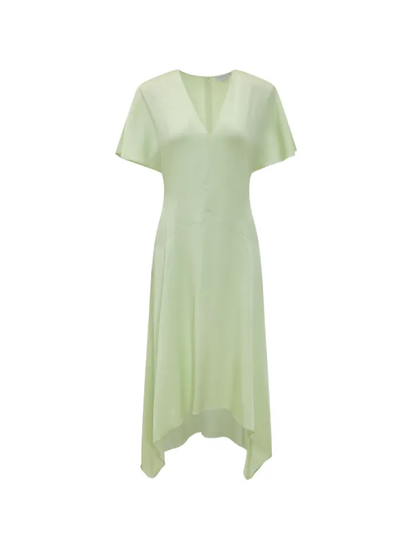Stella McCartney Satin V-neck Dress in Green