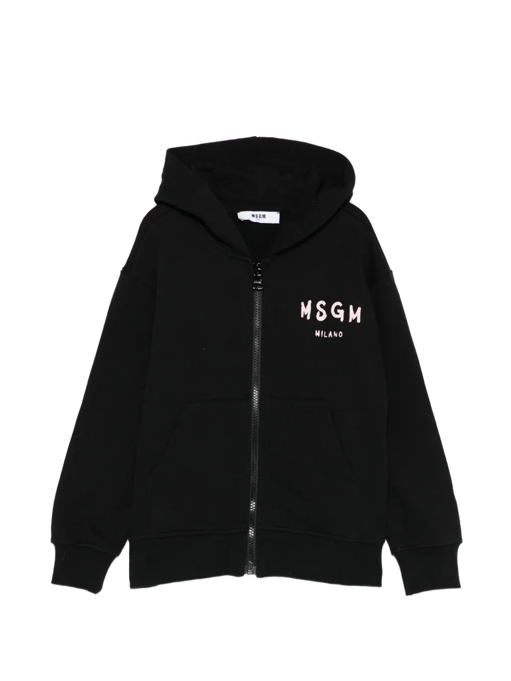 MSGM Kids logo zip hooded sweatshirt - Nero
